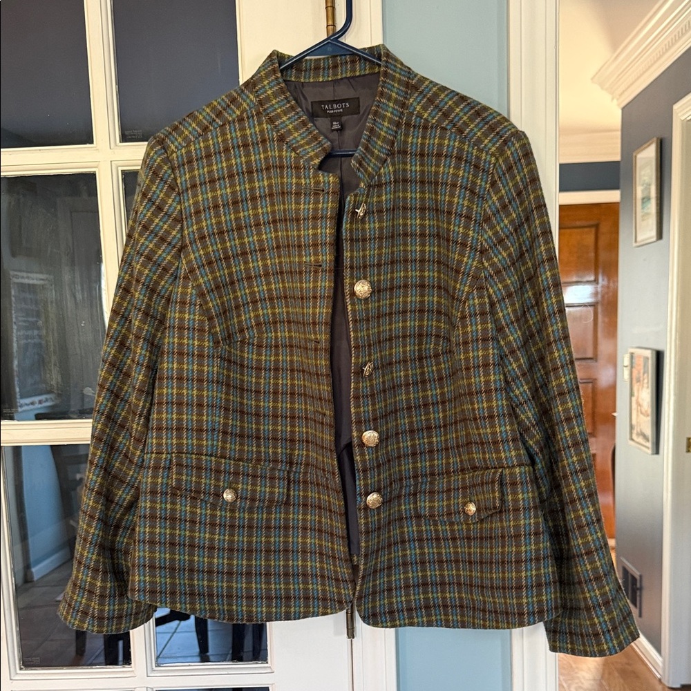 Talbots Multicolor Plaid Blazer